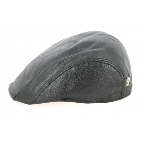 Brindisi Black Leather Flat Cap - Crambes