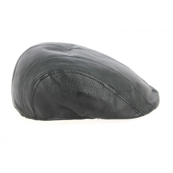 Brindisi Black Leather Flat Cap - Crambes
