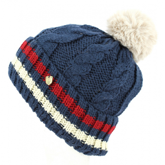 Bonnet à Pompon Absie Tricolore Océan- Traclet