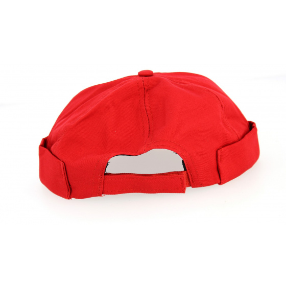Red Cotton Docker Beanie with Triskel - Traclet