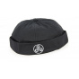 Black Cotton Docker Beanie with Triskelion - Traclet