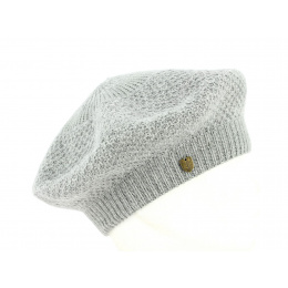 Gray Angora Honeycomb Beret - Traclet
