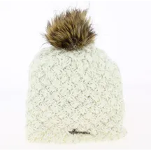 Bonnet Pompon Maggy Fausse Fourrure Laine Crème- Herman Reference : 6260 | Chapellerie Traclet