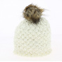 Maggy Faux Fur Wool Pom-Pom Beanie Cream - Herman