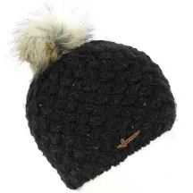 Bonnet Pompon Maggy Fausse Fourrure Laine Noir- Herman Reference : 4231 | Chapellerie Traclet