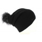 Louise Black Faux Fur Pompon Beanie- Herman