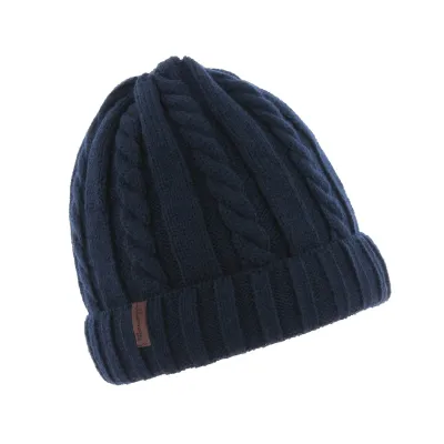 Navy Blue Cable Knit Edmond Beanie - Herman  Reference: 5862 | Traclet Hat Shop