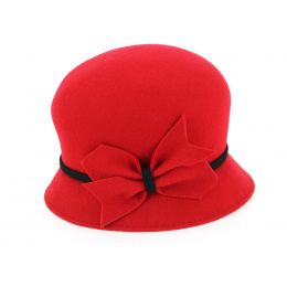 Chapeau Cloche Udine Feutre Laine Rouge- Traclet