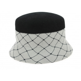 Chapeau Cloche Vadossi Feutre Laine Noir & Gris- Traclet
