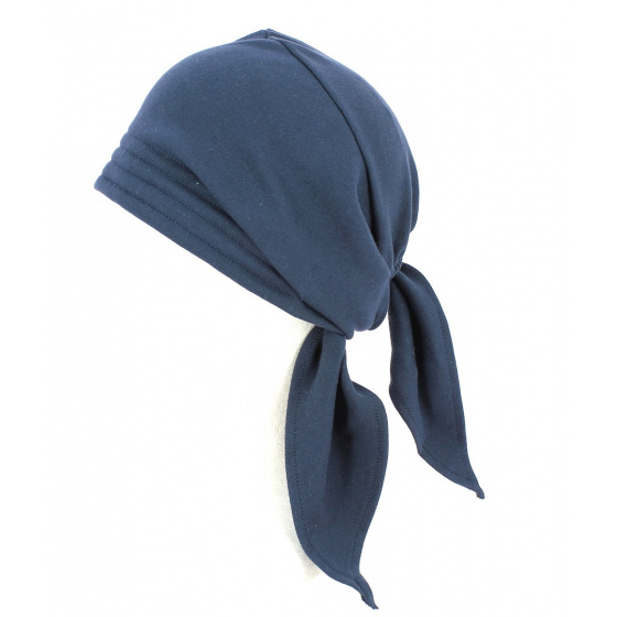 Navy Cotton Chemotherapy Scarf Turban - Traclet