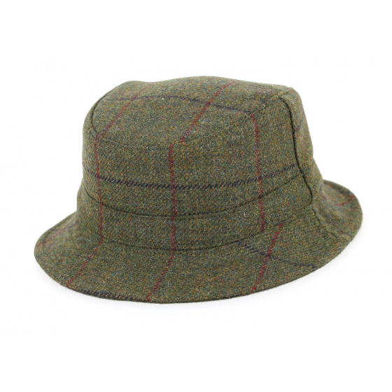 Reversible Bucket Hat Clipper Checkered Khaki Wool & Cotton - City Sport