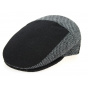 Black & Gray Wool Ferrara Flat Cap - Traclet