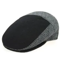 Black & Gray Wool Ferrara Flat Cap - Traclet Reference: 592 | Traclet Hat Shop
