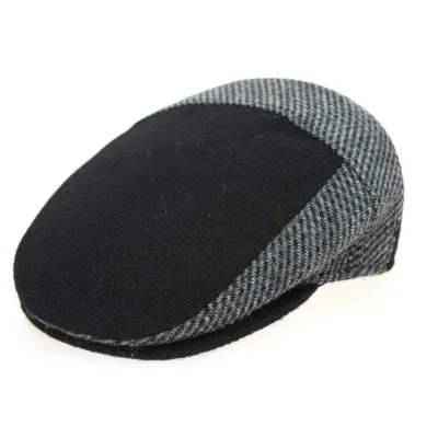 Black & Gray Wool Ferrara Flat Cap - Traclet Reference: 592 | Traclet Hat Shop