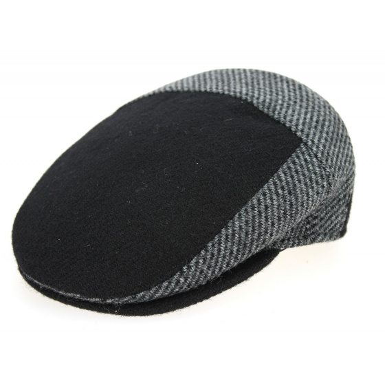 Ferrara Black & Grey Wool Flat Cap- Traclet