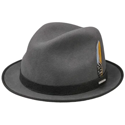 Chapeau Player Wrentham Feutre Laine Gris- Stetson  Reference : 3829 | Chapellerie Traclet