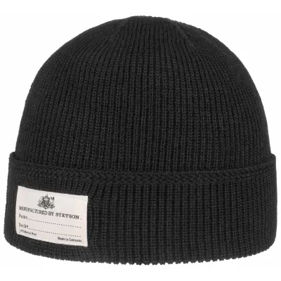 Merino Black Beanie - Stetson Reference: 5674 | Traclet Hat Shop
