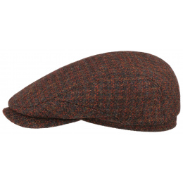 Casquette Plate Harris Tweed Laine Vierge Rouge- Stetson 