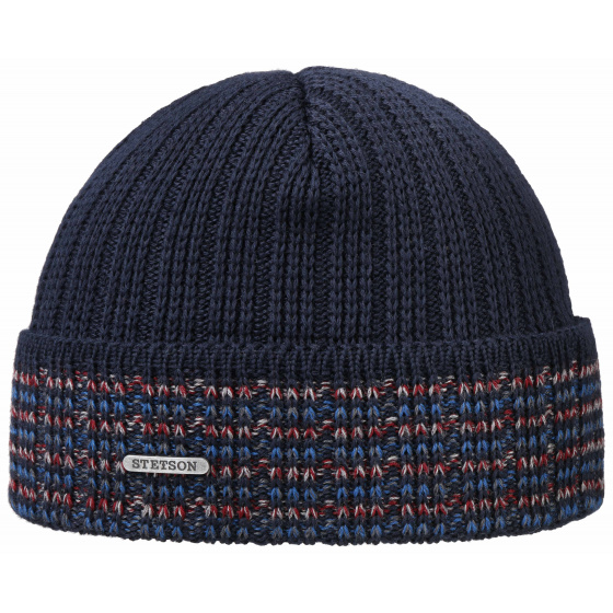 Navy Blue Wool Tardent Beanie with Turn-up - Stetson