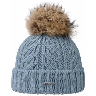 Blue Lanette Pom-Pom Beanie - Stetson Reference: 7493 | Traclet Hat Shop