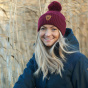 Caribou Merino Wool Burgundy Pom Pom Beanie - Super Yellow