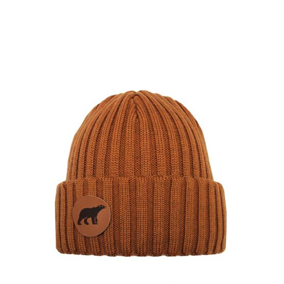 Björn Merino Wool Cognac Reverse Beanie - Super Yellow