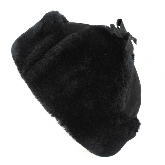 Black Sheepskin Real Fur Ushanka/Hat - Traclet