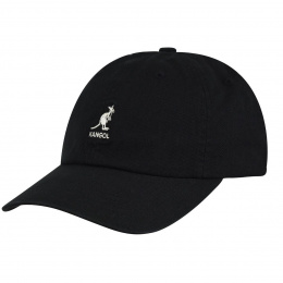Black Cotton Washed Baseball Cap - Kangol