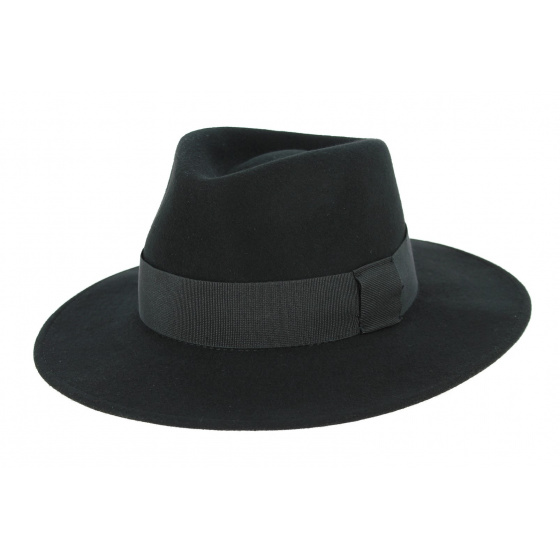 Black Wool Felt Fedora Hat Castellane - Traclet