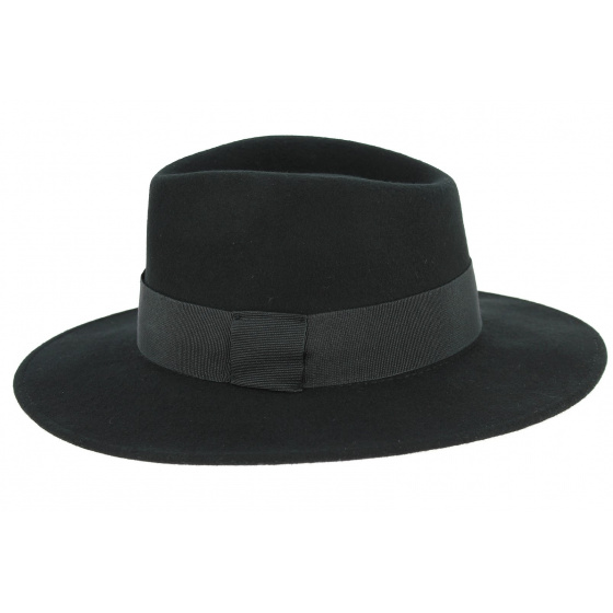 Black Wool Felt Fedora Hat Castellane - Traclet