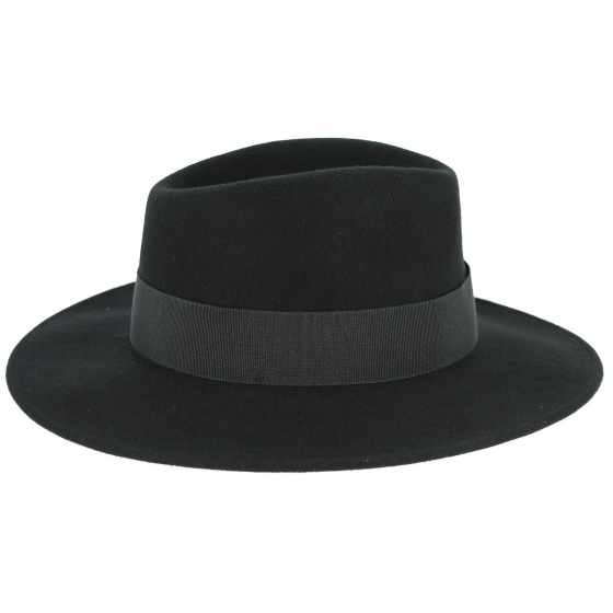 Black Wool Felt Fedora Hat Castellane - Traclet