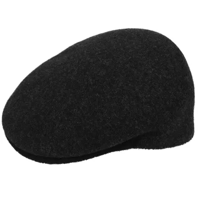 Casquette Plate 504-S Laine Noire & Grise - Kangol  Reference : 6686 | Chapellerie Traclet