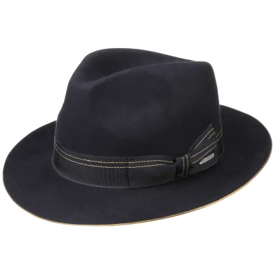 Chapeau Fedora Bogart Feutre Poil Marine- Stetson Reference : 5576 | Chapellerie Traclet