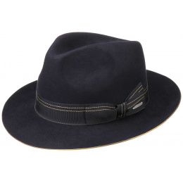 Navy Fur Felt Fedora Bogart Hat - Stetson