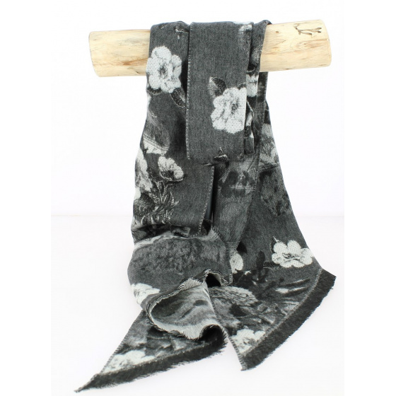 Cashmink Scarf Grey Flowers- Traclet 