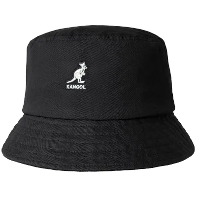Black Cotton Washed Bucket Hat - Kangol Reference: 3327 | Traclet Hat Shop