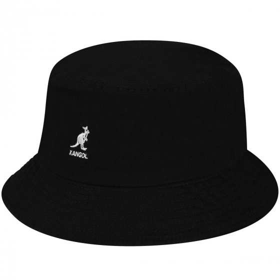 Black Cotton Washed Bucket Hat - Kangol