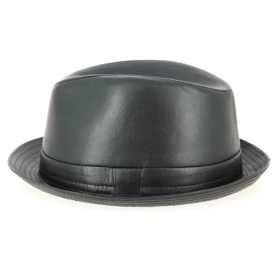 Chapeau Trilby Fabro Cuir Noir- Traclet Reference : 2078 | Chapellerie Traclet