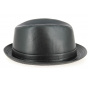 Black Leather Fabro Trilby Hat - Traclet