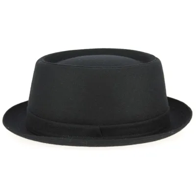 Black Wool Felt Porkpie Gaeta Hat - Traclet Reference: 6651 | Traclet Hat Shop