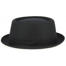 Black Wool Felt Porkpie Gaeta Hat - Traclet