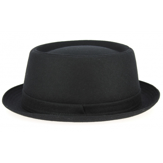 Black Wool Felt Porkpie Gaeta Hat - Traclet