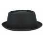 Black Wool Felt Porkpie Gaeta Hat - Traclet