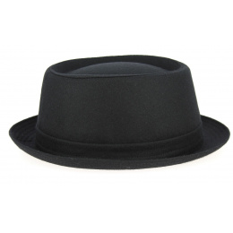Black Wool Felt Porkpie Gaeta Hat - Traclet