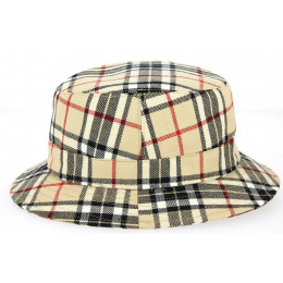 Beige Wool Giarretta Checkered Bucket Hat - Traclet