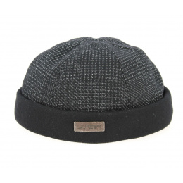 Black Wool & Cotton Docker Beanie - Göttmann