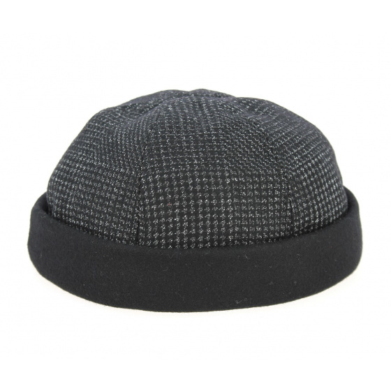 Black Wool & Cotton Docker Beanie - Göttmann