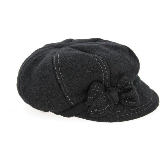 Casquette Gavroche Ravarino Laine Noire- Traclet Casquette Gavroche Ravarino Laine Noire- Traclet