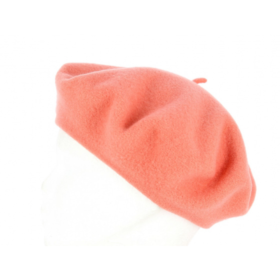Paris Merino Wool Beret Coral - Heritage by Laulhère
