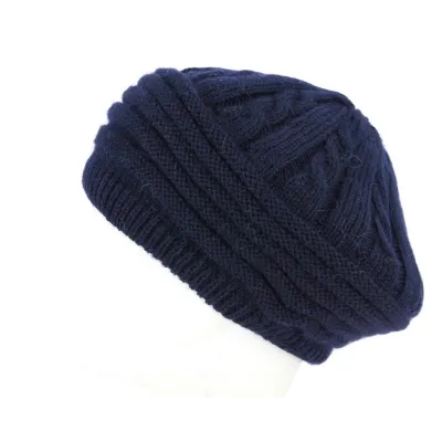 Béret Baroni Angora & Laine Bleu Marine- Traclet